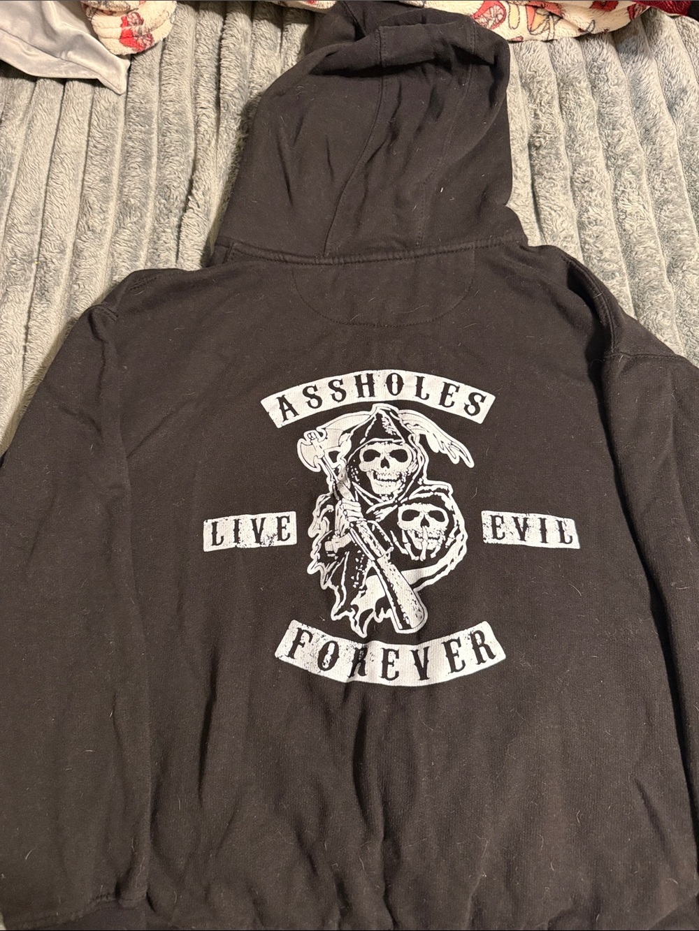 Black Graphic Hoodie with White Reaper Design